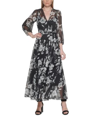 Calvin Klein Printed Faux-Wrap Maxi Dress \u0026 Reviews - Dresses - Women -  Macy's